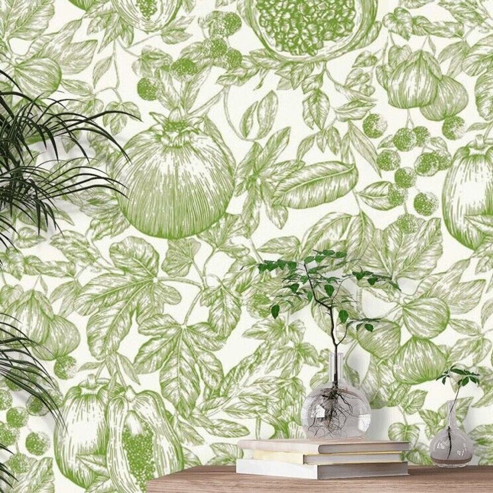 Harlequin Non Woven Wallcovering Wallpaper Melograno 10 M x 52 CM‎ Green Fruits
